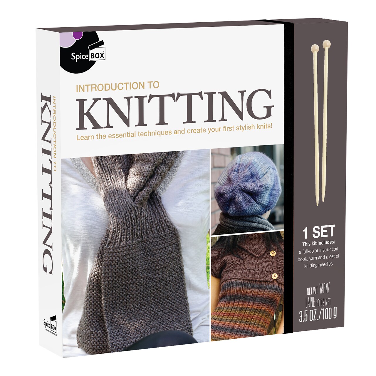 SpiceBox Introduction to Knitting Kit - Discover the Joy of Creating Cozy, Handmade Items